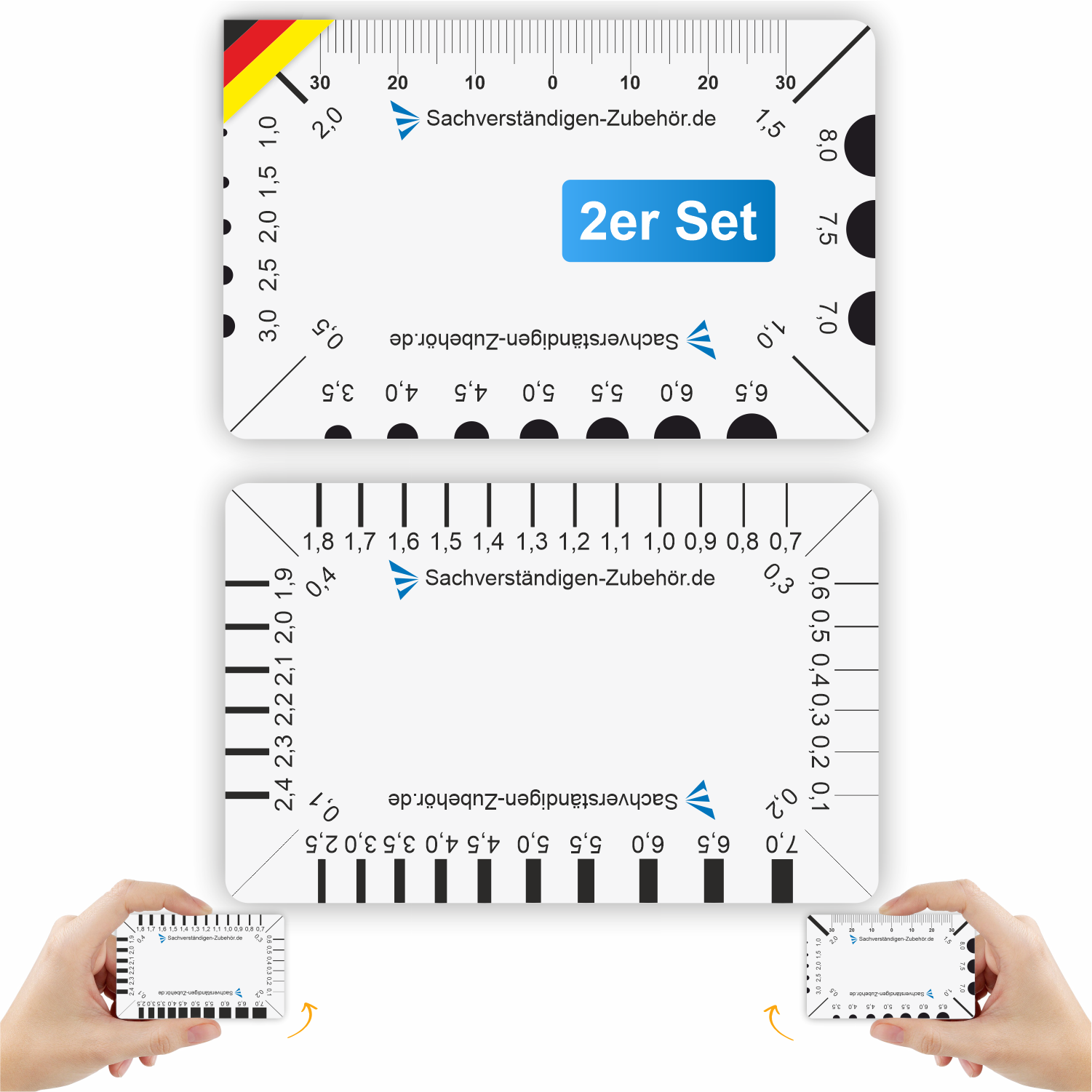 2x Lochmesser & Rissmessgerät - Präzisionswerkzeug Für Sachverständige